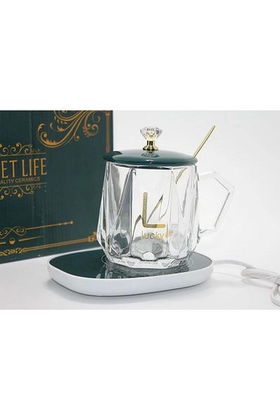 En Bazaar Porcelain Lid Heated Glass Mug Cup Decorative Gift