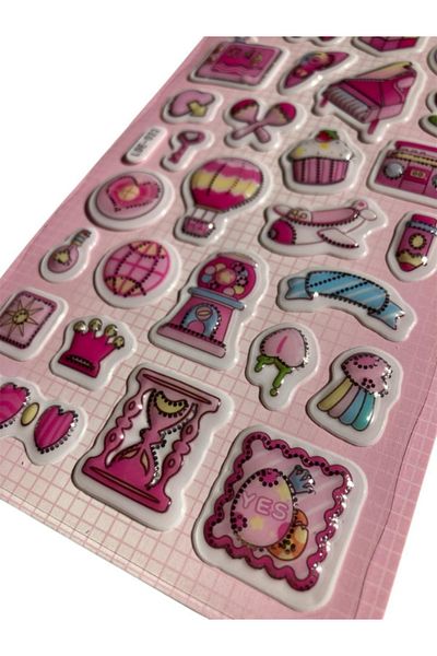 Pembe Pasaj Sticker Set - Embossed 3D Sticker Label - Notebook Laptop Agenda Bullet Journal Sticker