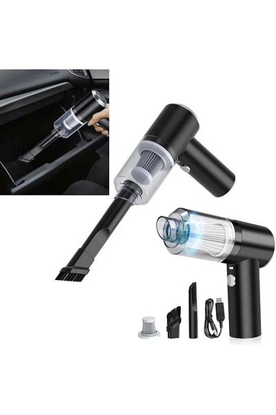FOXMAG24 Mini aspirator auto portabil, reîncărcabil, HEPA, suflare/aspirare, accesoriu, negru