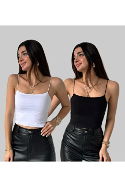 Bade Butik Чорно-білий топ на бретельках, 2 штуки, короткий Tina Crop