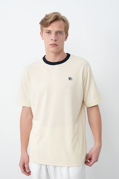 İLKCET MODA Ανδρικό μπλουζάκι με κέντημα Crew Neck Oversize της δεκαετίας του '90