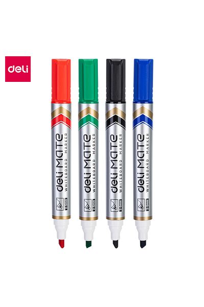 Deli Deli EU00403 Whiteboard Marker, 2–5mm Chisel Tip, 4 Colors – For Classroom, Office & Meetings