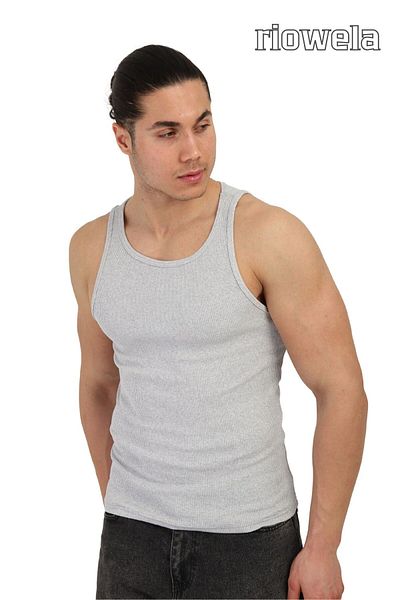 Riowela Copy - Men's Ribbed Undershirt - Cotton Flexible Sports Cut