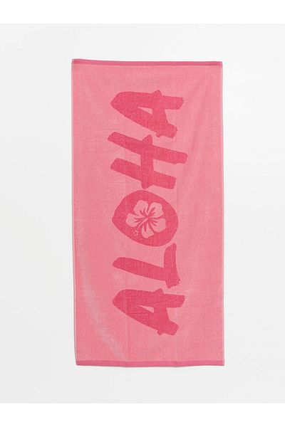 LC Waikiki Ροζ ALOHA Γυναικεία Πετσέτα Παραλίας 70x145 cm