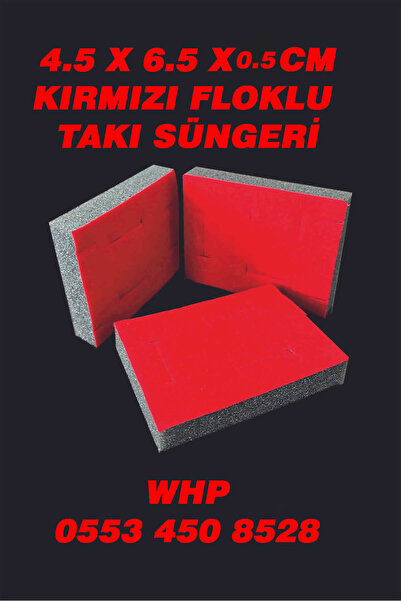 ÇUKUROVA ÜTÜ 10 ADET KIRMIZI SÜNGER 6,5 X 4,5 X 0.5 CM (Takı Kutusu Kolye, Bi...