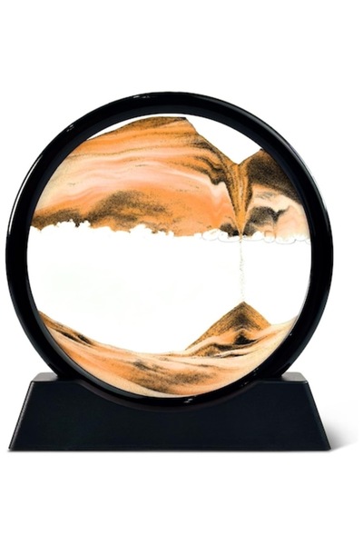 OEM Glass 3D Sand Hourglass Decoration for Home/Office, 18 x 19.5 cm, Black/Orange