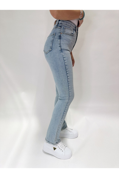 KAROL BASIC Women's High Waist Light Blue Skinny Fit Jeans