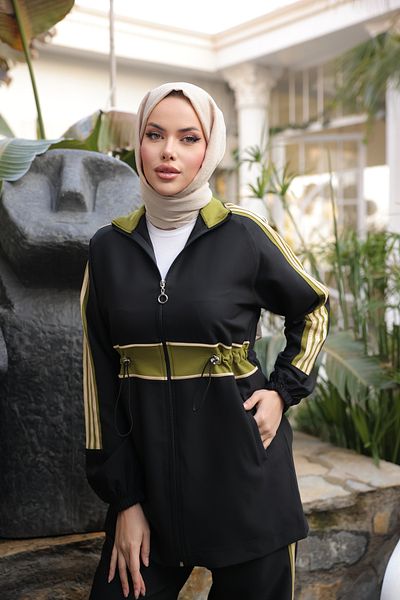 Ryzi Moda Women's Hijab Tracksuit Set Zippered Double Set