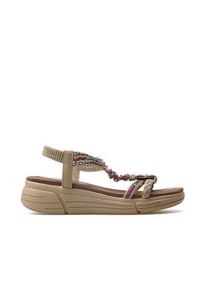 Guja Women's Stone Detailed Daily Sandals 25Y 25Y154-4 Z Beige