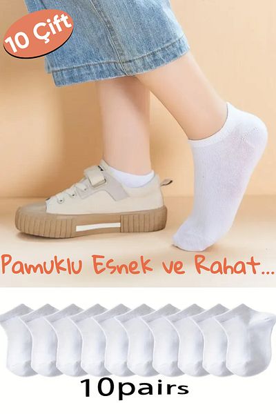 Esinti Economical Pack of 10 White Black Women Men Unisex Sports Booties Socks