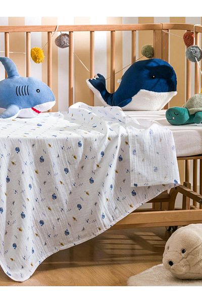 LC Waikiki بطانية موسلين أطفال مطبوعة 90×100 سم (S5)