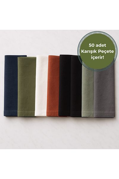 Wellstil Premium |   50 Pack Mixed Linen Napkins 40 X 40 cm