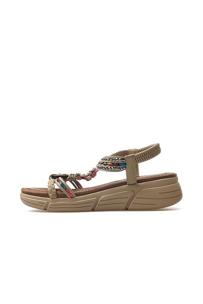 Guja Women's Stone Detailed Daily Sandals 25Y 25Y154-4 Z Beige