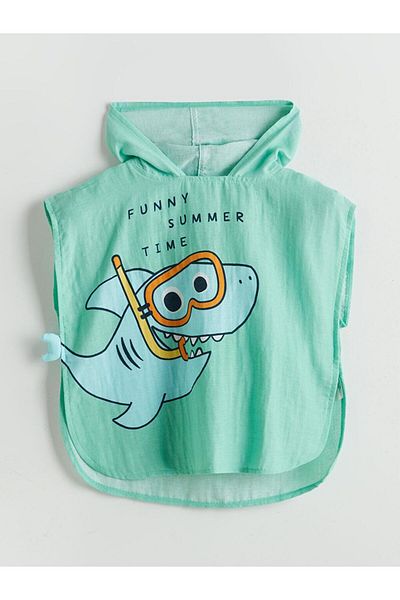 LC Waikiki Πετσέτα πόντσο για αγόρι με στάμπα Shark (S5)