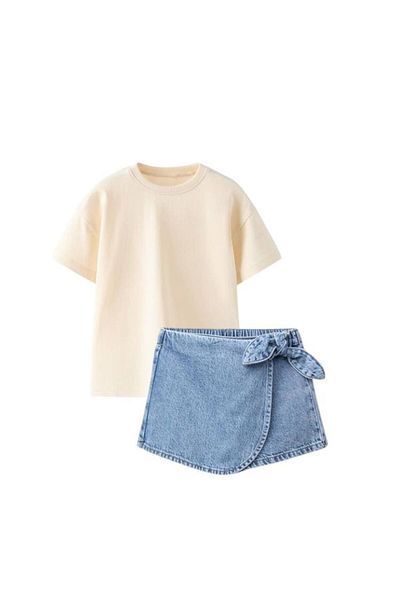 MİO Set de tricou cu fustă pantaloni scurți pentru fete