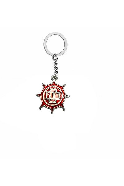 Herşey Nota Rammstein Red Round Logo Rock Keychain – Unisex Accessory