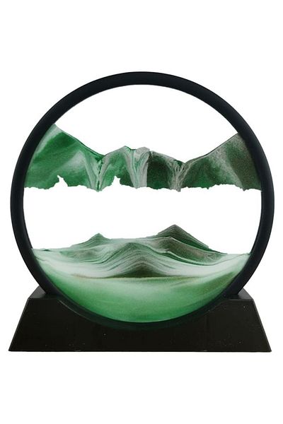 OEM Decorative Hourglass for Home or Office, Glass/Sand 3D, 18x19.5 cm, Black/Green