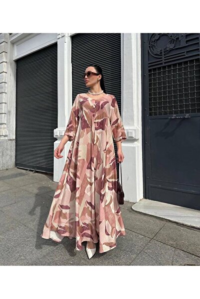 MODAGK فستان منقوش من نسيج القطن