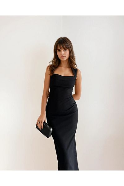 MAYELN Straight Long Dress with Straps