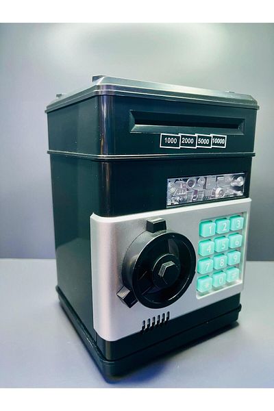 doğan hediyelik Steel Case Appearance Paper and Metal Coin Password Piggy Bank