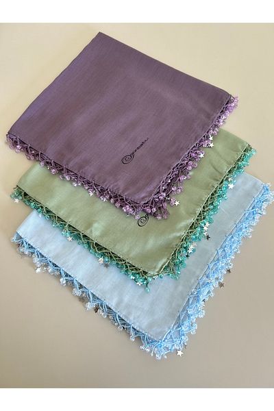 GÜNBATILI 3 bucăți lucrate manual, margine de lucru manuală, tulbint de scris cu mărgele, cadou pentru nuntă yemenită 100x100 cm