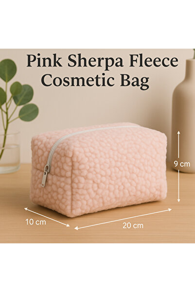 YILDIZ DİJİTAL HOME Голяма плюшена чантичка за грим, розова – мека дамска чантичка с цип | Star Home's