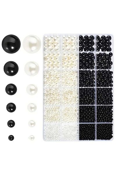 yiğit aksesuar Black and Cream Giant Pearl Set Bracelet Necklace Jewelry Making Supplies