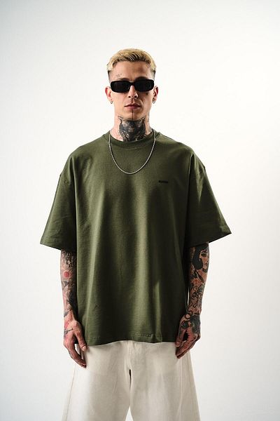 Respire Men's Respire Text Detailed Oversize T-Shirt Khaki