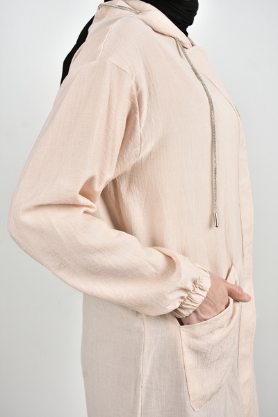moda caddesi Sim Thread Detailed Zippered Pocket Cap Tunic