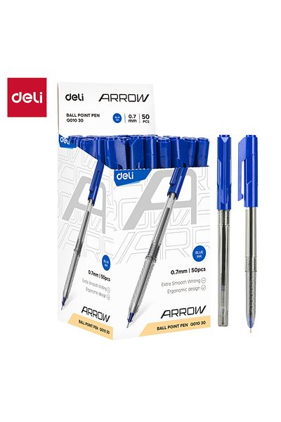 Deli Deli EQ01030 Ball Point Pen 0.7mm – 50pcs – Blue Ink – Ideal for Bulk Writing Needs