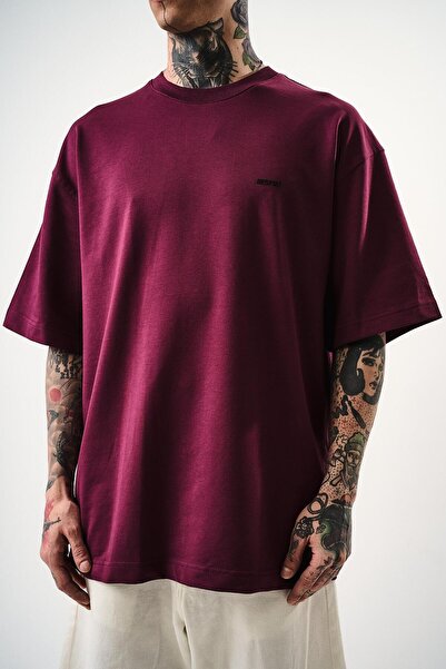 Respire Men's Respire Text Detailed Oversize T-Shirt Purple