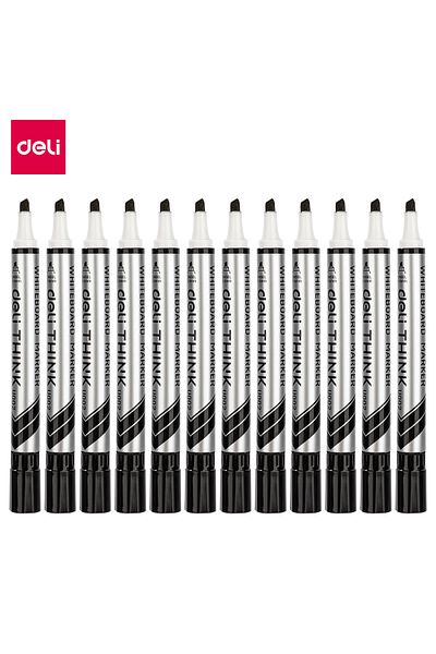 Deli Deli EU00220 Whiteboard Marker, Black, 12PCS – For Office, Classroom & Meeting Use