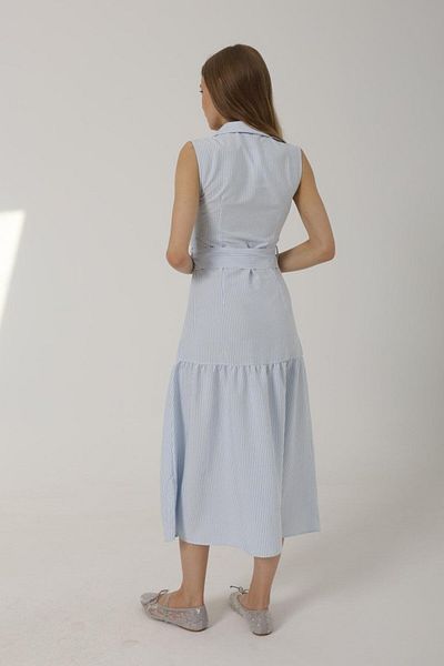 MODAVERA Belted Striped Dress - Blue