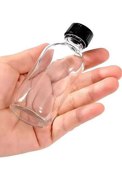 Saint Belisama Concept 12 Pcs - 50 ml Clear Glass Bottle Black Cap Lemonade Bottle Cologne Bottle,Juice Bottle,50 ml
