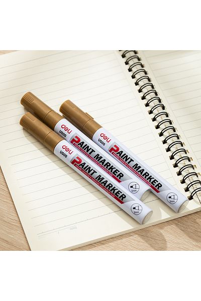 Deli EU500-GD Paint Marker, Golden, 2.0mm, 12PCS – For Metal, Glass, Plastic & Stone