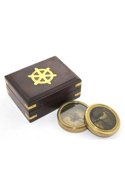 fastproduct Brass Compass with Wooden Box