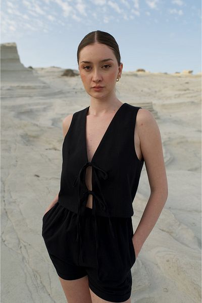 Tfifty Linen Lace-Up Vest