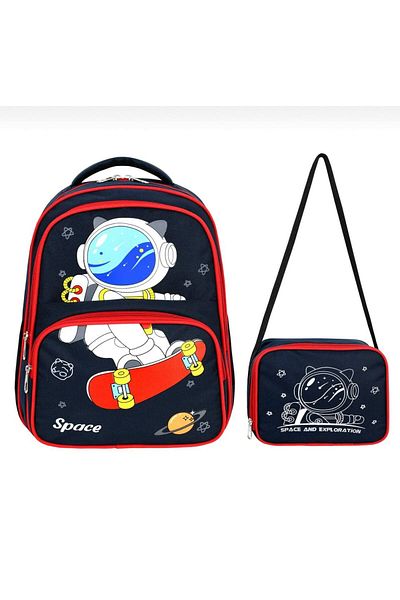 Chocuk Navy Blue Astronaut Space Primary School and Lunchbox Set