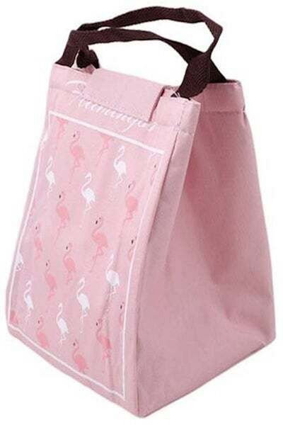 HALAMODO Printed Lunch Bag Pink/White 19.5x17centimeter