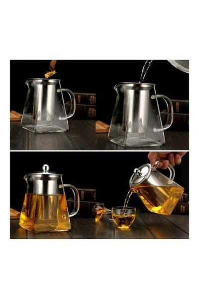 HALAMODO Glass Infuser Teapot With Lid Clear/Silver 750ml