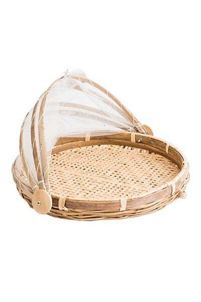 HALAMODO Large Food Cover With Base Beige 31centimeter