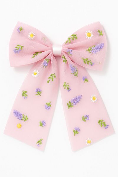 MakeWell Cataramă din țesătură cu model Daisy Design cu design cu fundă cu clips