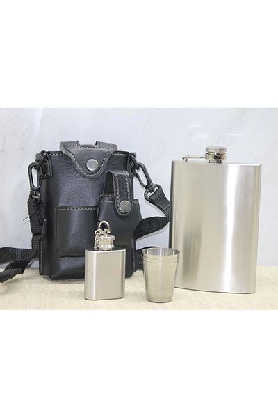 samur parti parti aksesuar & kostüm Flask Set with Leather Case
