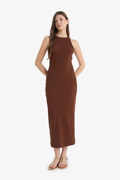 DeFacto Bodycon Bodycon Halter γιακάς Καμισόλα Αμάνικο Maxi Φόρεμα A4828ax25sm