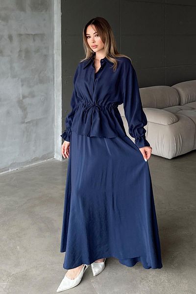 Olcay Jachetă cu fustă cu șnur Modal Suit DARK BLUE 9347-TK