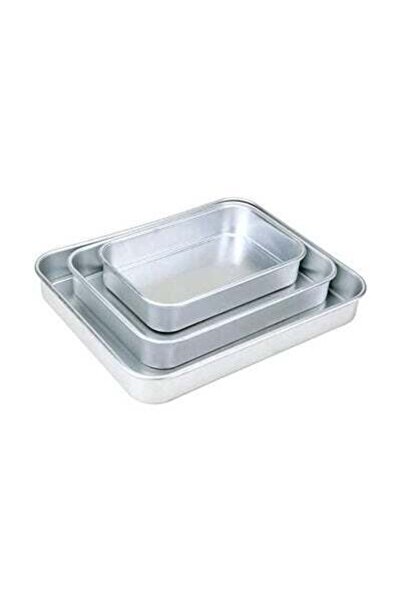 HALAMODO 3-Piece Rectangular Baking Pan Set Silver