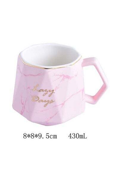 HALAMODO Fashion Diamond Marble Cup Pink 8x8x9.5cm