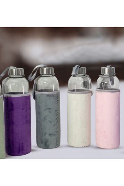 Hane216 Glass Flask with Plush Cover 750 ml