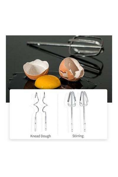 HALAMODO 7 Speed Stainless Steel Whisk Automatic Electric Egg Beater With EU Plug MH1074 White