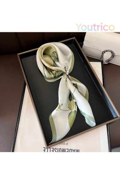 Youtrico 100% حرير التوت، وشاح منقوش، مزين بنقشة زهور جميلة، متناسق بشكل أنيق...